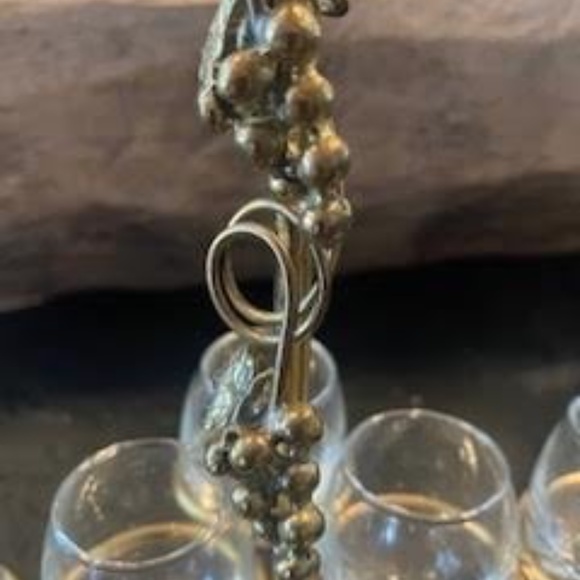 Vintage (6) Glass Liquor Set with Brass Stand brought back from Greece - Picture 7 of 7